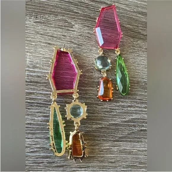 Colorful Geometric Drop Earrings A1327 - Picture 6 of 6